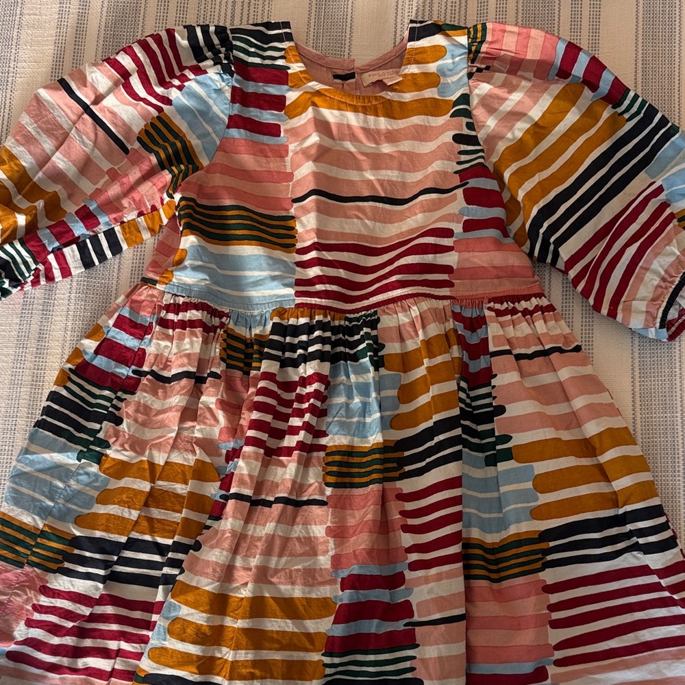 Pink Chicken Multicolor Striped Kids Dress